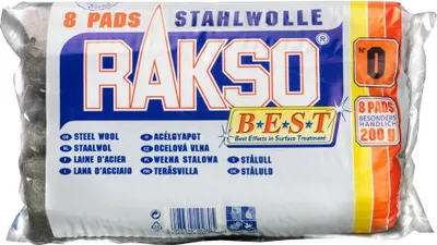 Produktbild von Rakso Stahlwolle  Sorte 0    8 Pads = 200 g   010080