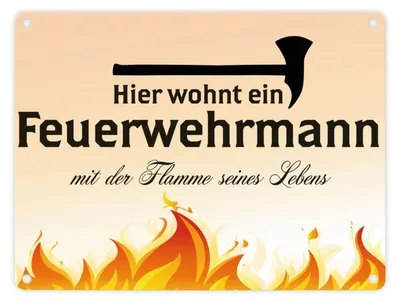 Produktbild von Blechschild - Comic_Hier wohnt ein Feuerwehrmann… Schild Blechschild