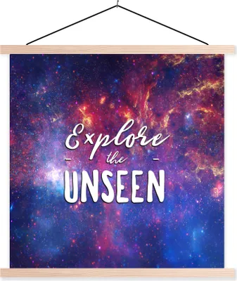 Produktbild von MuchoWow® Textilposter Erforsche das Unsichtbare" - Sprichwörter - Zitate - Jungen - Mädchen - Kinder 40x40 cm mit holzfarbenen Rahmen - Posterleiste