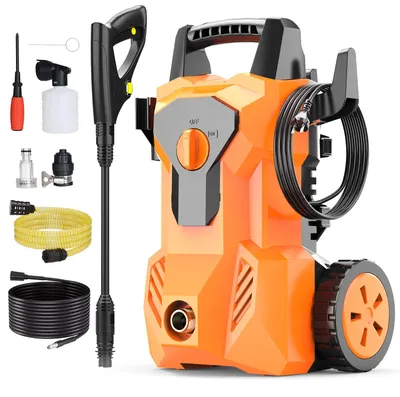 Image de Nettoyeur haute pression portable - 1600W - 140 bars - Tuyau de 8 mètres - Buse réglable - Idéal pour l'automobile et le jardin