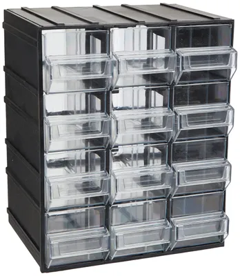 Organizer aus Polystyrol, anthrazit/transparent, 12 Schubladen