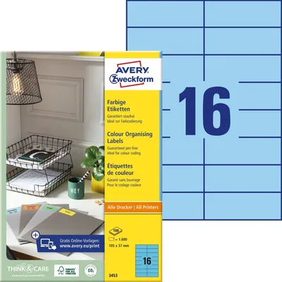 Image de Etiquettes universelles AVERY Zweckform, 105 x 37 mm, bleu