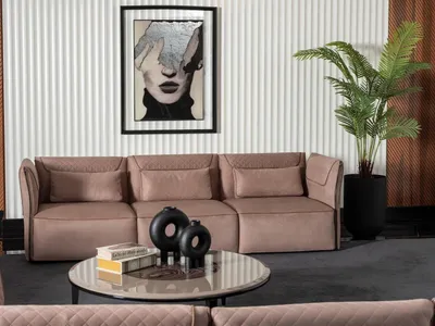 Produktbild von Elegantes beige Stoffsofa für Wohnzimmer im modernen Design