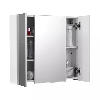 Obrázok produktu pre In And OutdoorMatch zrkadlová skrinka Geoffrey - kúpeľňová skrinka - 3 dvierka - 60 x 15 x 55 cm - s nastaviteľnými policami - moderná biela