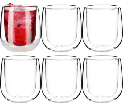 Produktbild von Doppelwandige Thermogläser - Kaffeegläser - 260 ml - Isoliert - Hitzebeständig - 6er Set - Für Kaffee, Tee Und Latte