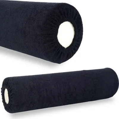 Obrázek produktu pro Habys froté potah pro celkovou rolovací polštářovou opěrku krku | 15x60 cm | Napínací potah s gumou | Masážní fyzioterapeutické wellness | Černá