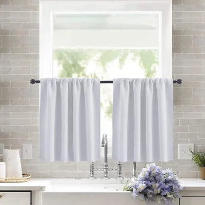 Produktbild von Zweifach kurze Rollos für kleine Fenster, kurze Rollos für Camperfenster, geeignet für Küchen, Cafés, Keller, Kinderzimmer, halbhohen Rollos (weiß 92*76CM)