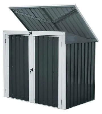 Produktbild von HOME DELUXE - Mülltonnenbox BASURA M - Maße 158 x 101 x 134 cm, Raumfläche 1,3 m² - für 2x 240 L Mülltonnen I Mülltonnenbox, Gartenbox