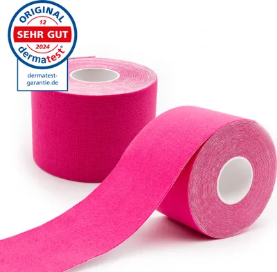 Produktbild von axion Kinesiologie-Tape 5cm x 5m - 2 Rollen - Wasserfestes Tape in pink, Physiotape, Kinesiologie-Tape