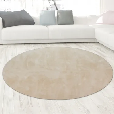 Obrázok produktu pre Kúpeľňový koberček Shaggy Flokati umývateľný v béžovej farbe veľkosť - 200 cm okrúhly