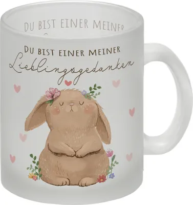 Produktbild von Hase Glas Tasse mit Spruch Du bist einer meiner Lieblingsgedanken