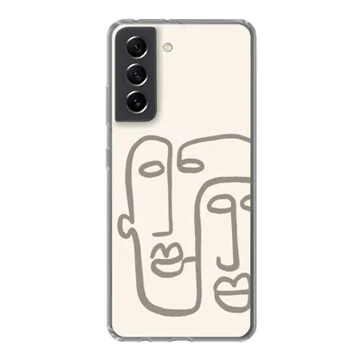Produktbild von MuchoWow® Handyhülle Schutzhülle Hülle für Samsung Galaxy S21 FE Gesicht - Abstrakt - Strichzeichnung Silikon Softcase Handy Hülle - Mobiltelefonhülle