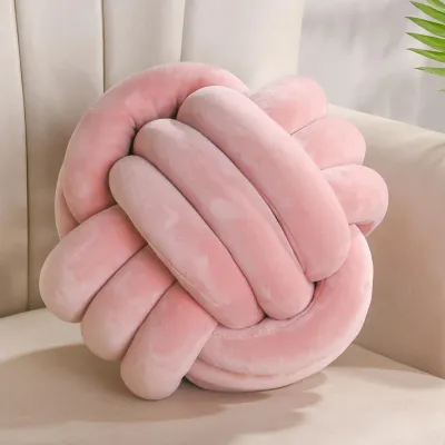 Zdjęcie produktu dla Dekoracyjna poduszka z guzikami, różowa, okrągła, 28 cm