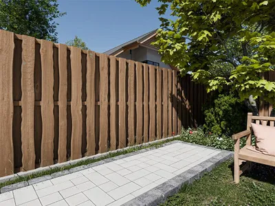 Produktbild von WOODTEX Braun 180x180 cm Sichtschutzzaun, Gartenzaun aus Kiefer, Bohlenzaun, Doppelstabmattenfüllung, Lärmschutz, Windschutz, Montage Set