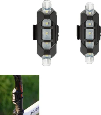 Immagine prodotto di Luci posteriori a LED per bicicletta, ricaricabili tramite USB, con avviso di sicurezza. Luci posteriori impermeabili per bicicletta