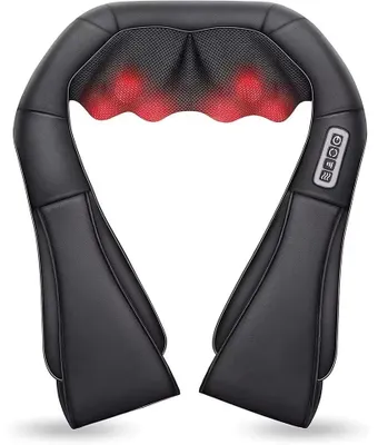 Immagine prodotto di Massaggiatore per collo e spalle, massaggio profondo a impasto, trattamento termico rilassante, colore nero, 4 pulsanti