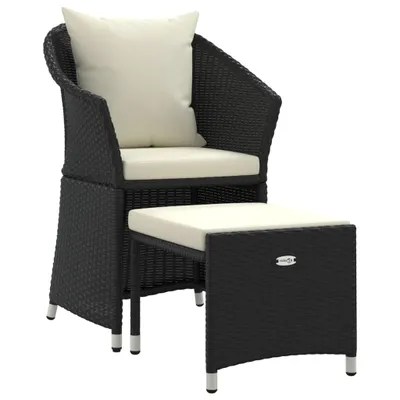 Image de vidaXL Ensemble salon de jardin 2 pièces avec coussins noir Poly rotin