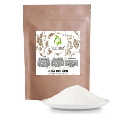 Produktbild von GreatVita | MSM Pulver 400g Reinheit 99,9% Methylsulfonylmethan, organischer Schwefel