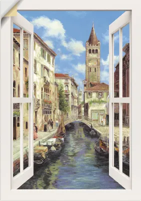 Produktbild von ARTland Wandbild, selbstklebend Venedig, weißes Fenster Größe: 70x100 cm