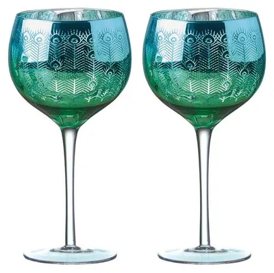 Image de Verres à gin Artland, motif paon – Lot de 2
