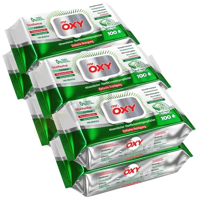 Produktbild von OXY Maxima Allzweck-Reinigungstücher (100 St.) streifenfrei, fettlösend, schnell trocknend, Weißseife-Duft, mit Essig & Natron, ohne Nachspülen Pack 6