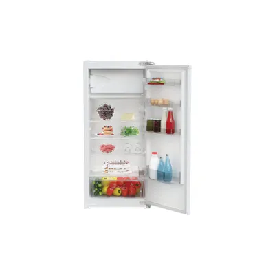 An open refrigerator with food items inside.
