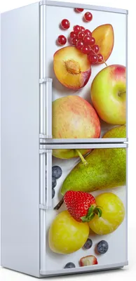 Produktbild von Kühlschrankdekoration 70x180 cm Aufkleber auf dem Kühlschrank - Weiße Farbige Früchte