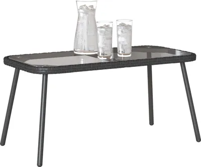 Zdjęcie produktu dla Czarny Stolik Kawowy 90X45X42 Cm Z Syntetycznego Rattanu Lumarko!