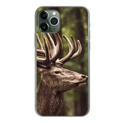 Produktbild von MuchoWow® Handyhülle Schutzhülle Hülle für iPhone 11 Pro Hirsch - Natur - Geweih - Wald - Tiere Silikon Softcase Handy Hülle - Handy