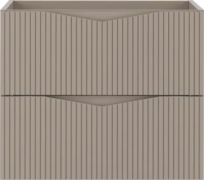 Produktbild von Badezimmer Waschbeckenschrank mit 60 cm Breite in beige mit gerillter Front, 2 Schubladen - CALURI-140