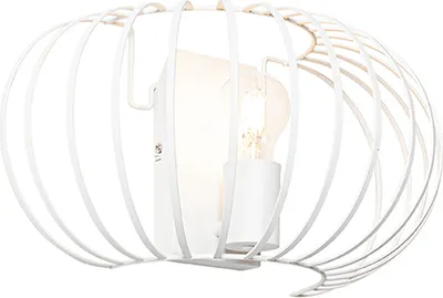 Produktbild von QAZQA - Design Design-Wandleuchte weiß 39 cm - Johanna I Wohnzimmer I Schlafzimmer - Stahl Rund - LED geeignet E27