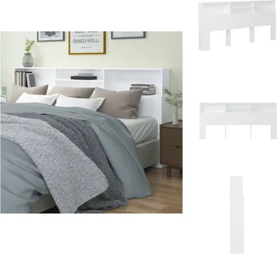 Productafbeelding van vidaXL Hoofdeinde met opbergvakken, wit, 220x19x103,5 cm - Hoofdeinde en voeteneinde