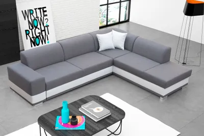 Zdjęcie produktu dla Tapicerowana sofa do salonu sofa do siedzenia w salonie z poduszkami sofa w kształcie litery L szara