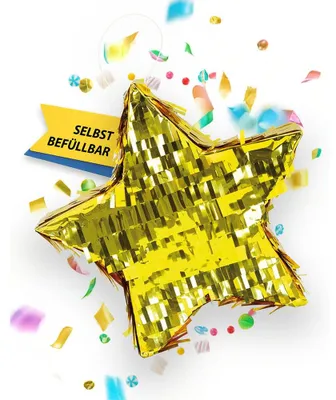 Produktbild von Pinata Stern in Gold 30 x 30 cm Partyspiele Kinder Geburtstag Deko Dekoration