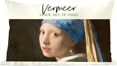 Produktbild von MuchoWow® Zierkissen Sofakissen Wohnzimmer Dekokissen 60x40 cm Kunst - Das Mädchen mit dem Perlenohrring - Vermeer - Kopfkissen - Polster mit Foto