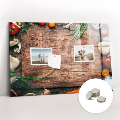 Obrázok produktu pre Magnetická tabuľa na stenu - Memo Tabuľa Sklenená - vrátane 5 magnetov - 60x40 cm - Tabuľa na varenie