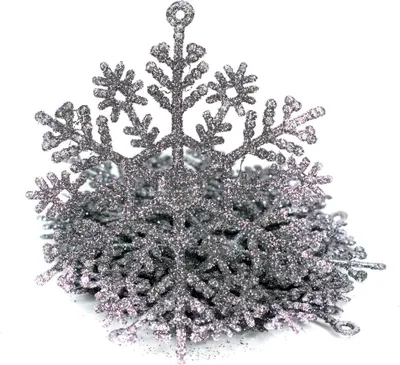 Produktbild von Anhänger Glitzer Schneeflocken Kunststoff 10cm, 10 Stück, Farbauswahl:grau 080