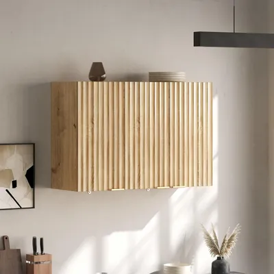 Produktbild von okwish Küchen Wandschrank mit  3 Türen und Stauraum,Küchenschrank Schlichtes Design,Badezimmerschrank,Natur