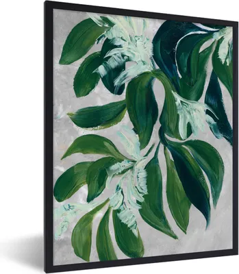 Produktbild von MuchoWow® Gerahmtes Poster Blätter - Farbe - Pflanzen - Grün 60x80 cm - Poster mit Schwarzem Bilderrahmen Wandposter Rahmen Foto Bilder - Premium - Wanddeko Wohnzimmer