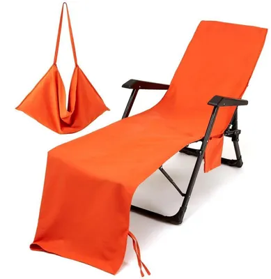 Produktbild von Liegestuhl Handtuch mit Taschen Mikrofaser Orange