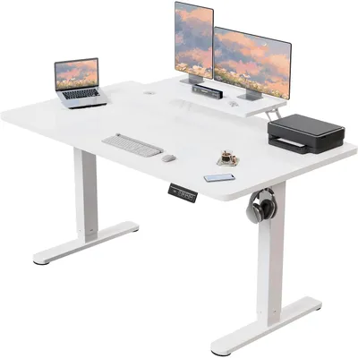 Image de Bureau réglable en hauteur, assis-debout - Bureau ergonomique - Bureau informatique - Bureau de bureau - Table de travail - Réglable en hauteur