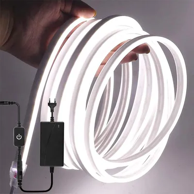 Produktbild von 5m LED Stripe WIFI Kontroll, LED Kaltes Weiß, Dimmbare Neon Led Streifen, Silikon DIY IP65 Wasserdicht, Led Neon Strip Mit Netzteil Und Controller