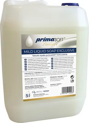 Produktbild von Primasoft EXKLUSIV 100301 Flüssigseife, Handseife, Aloe Vera, sanft, pflegend, ohne Farbstoffe, cremig, 5 Liter