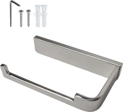 Produktbild von Intirilife Toilettenpapierhalter ohne Ablage in SILBER – Edelstahl Papierhalterung ohne Ablage zum Bohren – WC Papier Rollenhalter Handtuchhalter