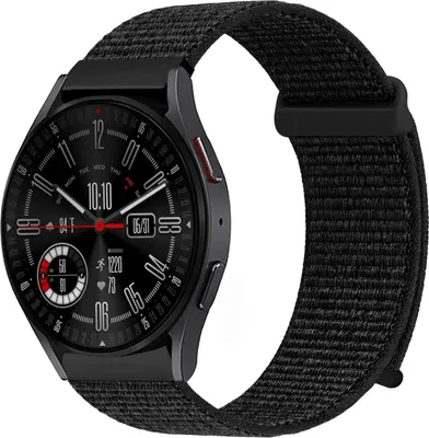 Produktbild von Smartwatch Armband für Samsung Galaxy Watch4 Classic 42mm Nylon Textil Band Ersatzband Wechselband Klettverschluss flexibel atmungsaktiv Schwarz