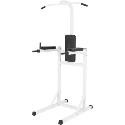 Produktbild von GORILLA SPORTS® Power Tower - Multifunktional, Klimmzugstange, Dip-Station, Pull & Chin Up, Weiß - Kraftstation für Zuhause, Klimmzugstation, Kraftturm, Trainingsgerät, Fitness, Krafttraining