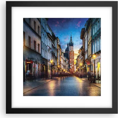 Produktbild von Gerahmtes Poster - Schwarzer Rahmen - Krakau Kirche Mariacki - 30x30 cm - Wand Bild - Wanddeko - Wandbilder - Kunstposter - Wandposter - Bilderrahmen - Bilder - Kunstdruck - P2BAC30x30-4722