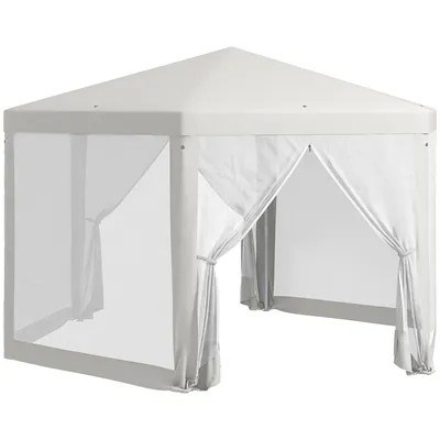Obrázok produktu pre Outsunny altánok cca 4 x 4 m záhradný altánok s moskytiérou párty stan záhradný stan stan stan 6-stranný polyester kov krémový
