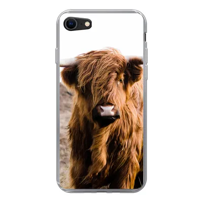 Produktbild von MuchoWow® Handyhülle Schutzhülle Hülle für iPhone 8 Schottische Highlander - Landschaft - Kuh - Braun - Tiere - Natur Silikon Softcase Handy Hülle - Schutzhaube