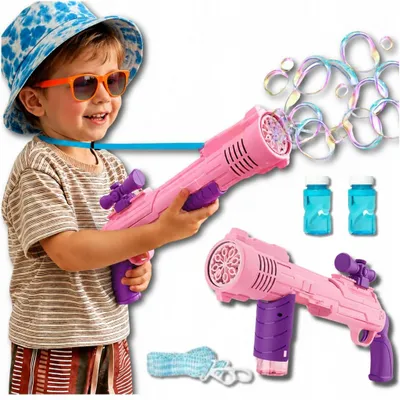 Zdjęcie produktu dla Pistolet Na Bańki Maszynka Do Baniek Automat Wyrzutnia Led + Płyn Do Baniek